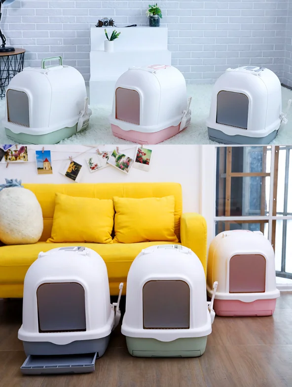 Large Size Totally Closed Pet Poop Cleaning Anti-splash Cat Litter Box