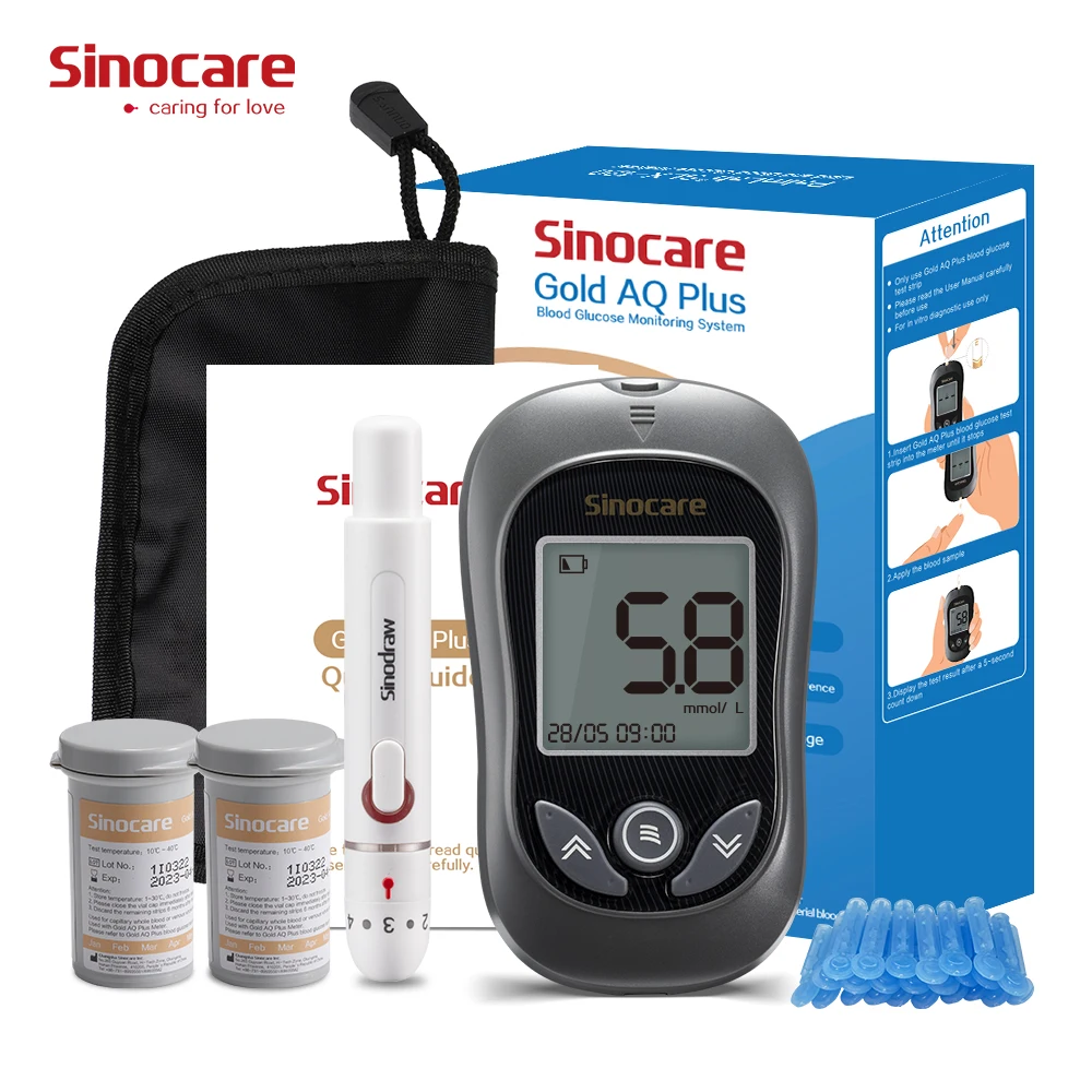 Sinocare Glucometer Kit Glucometro Glucose Monitor Test Meter Blood Sugar Measuring
