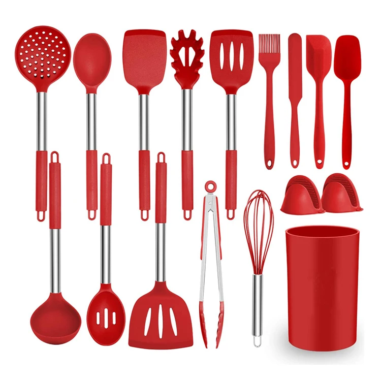 Home Kitchen tools 6pcs Silicone Baking Utensil Sets include egg whisk tongs and spatula
