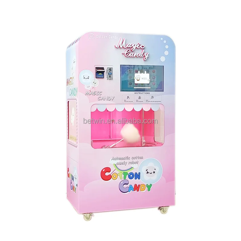 Automatic Cotton Candy Machine Candy Vending Machine Dispenser with Set Power Technical Coin Sales