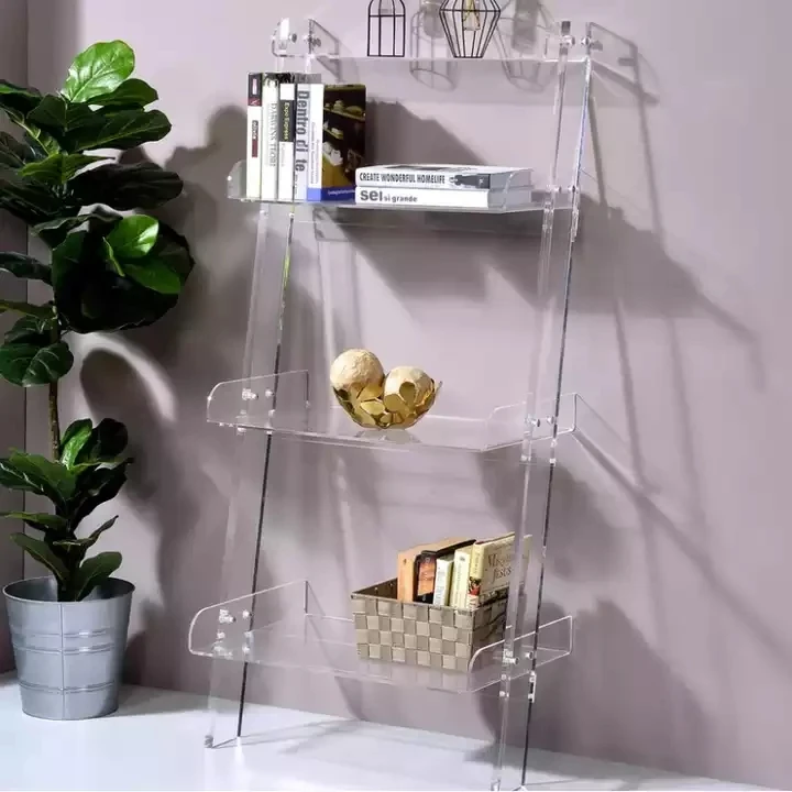 Detachable Custom Transparent Wholesale Storage Acrylic Display Rack Customized Clear Acrylic Book Shelf