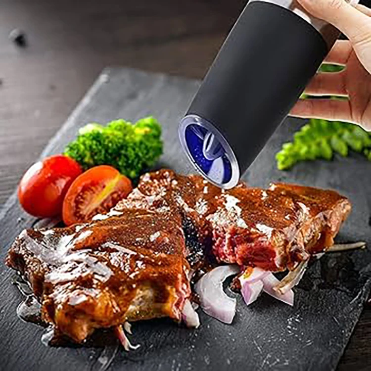 Electric Salt and Pepper Grinder Adjustable Coarseness One-Hand Operation for Kitchen Automatic Salt Pepper Mill Grinder