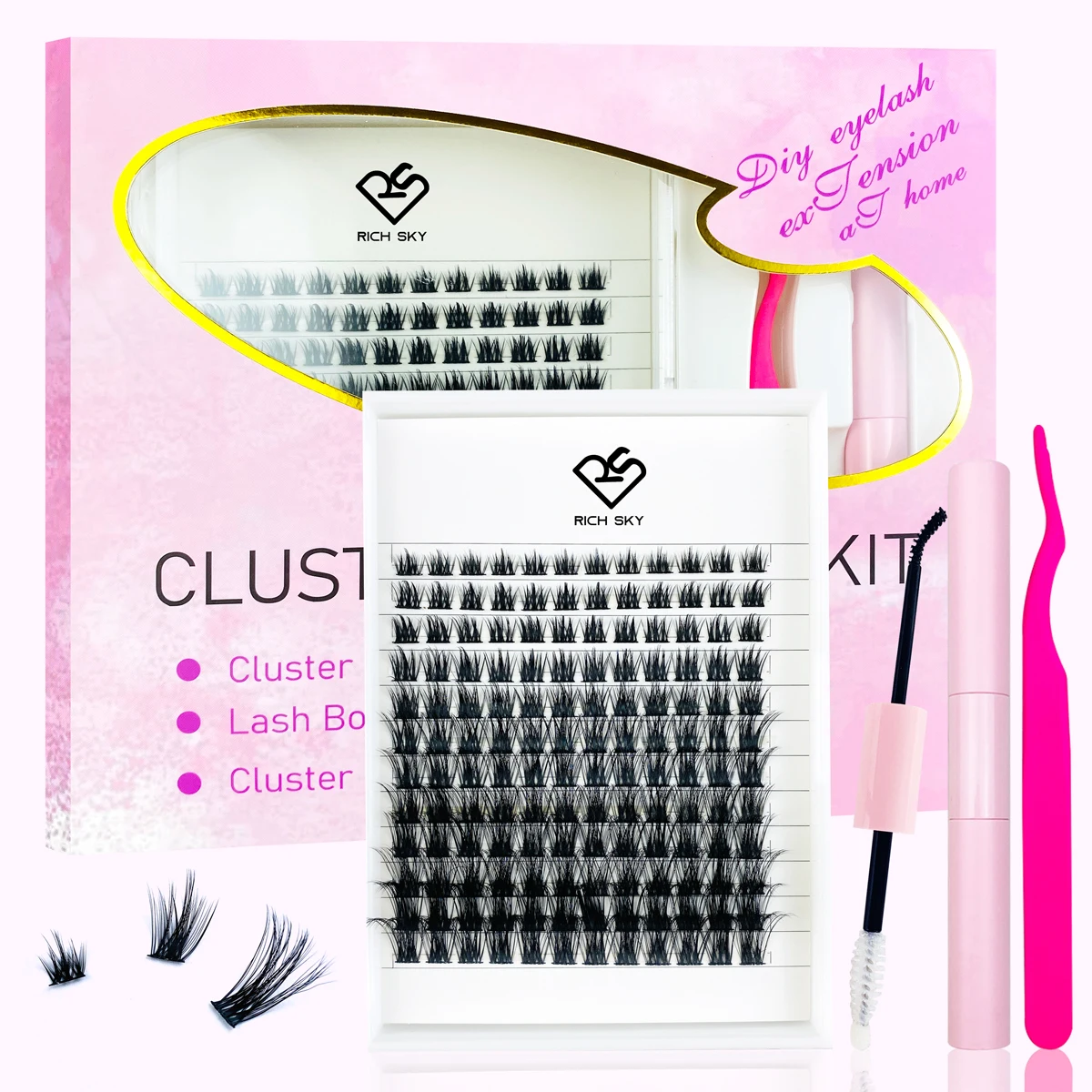 Diy ресницы сегментированные D Curl Индивидуальные кластеры Private Label