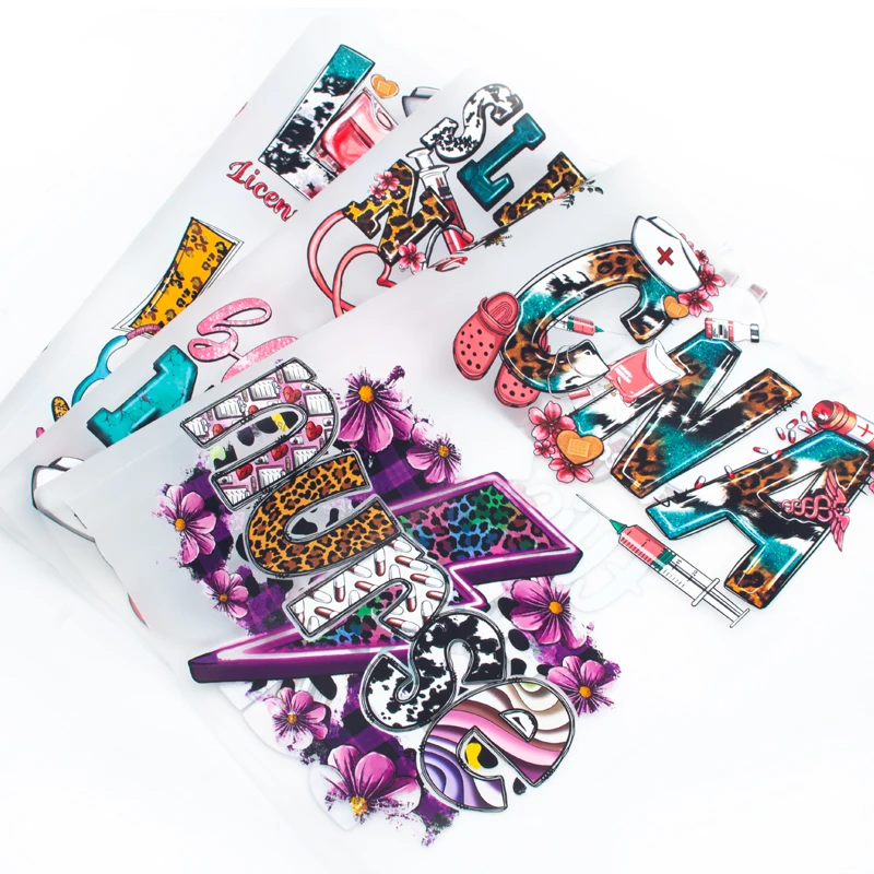 Custom LPN personality DIY pattern designs DTF Transfers Designs Ready To Press Plastisol heat transfer color images