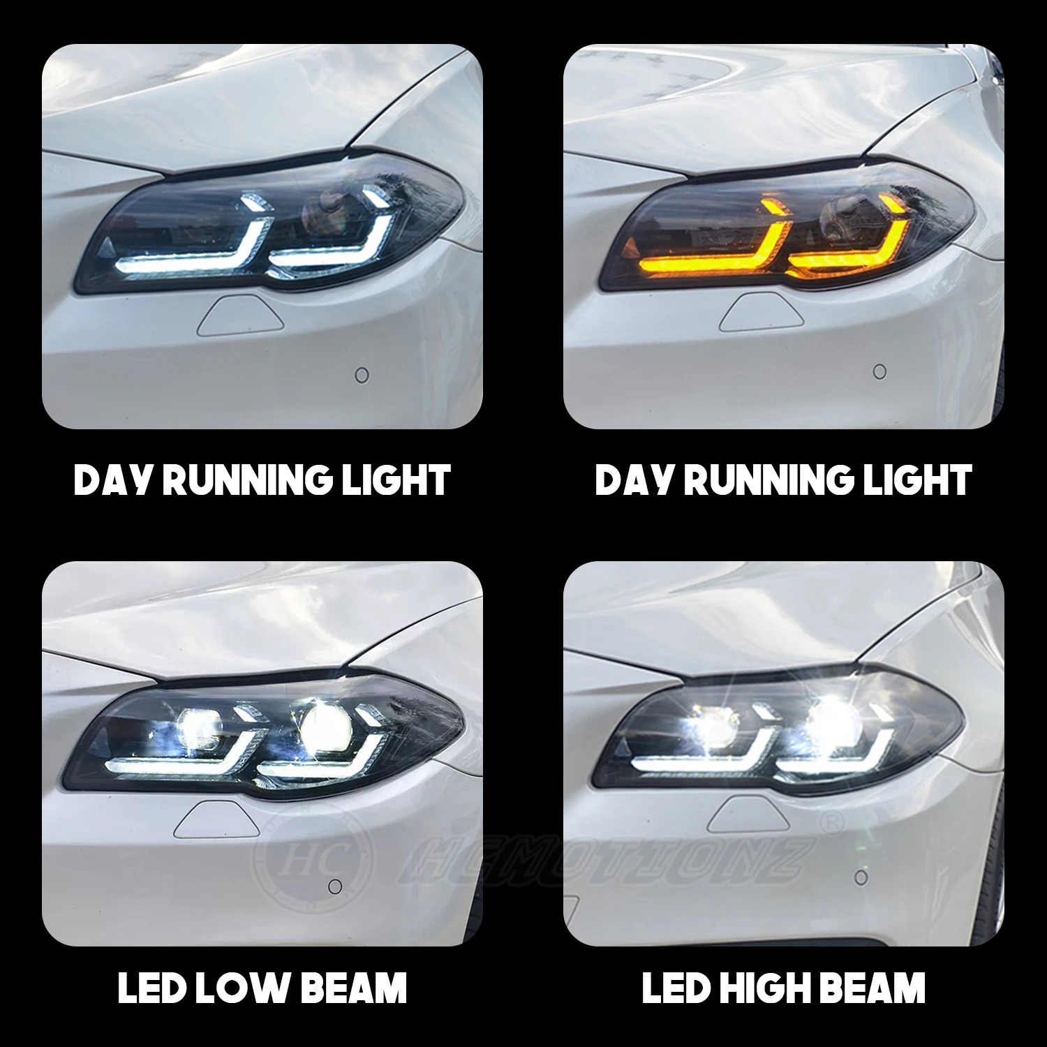 HCMOTIONZ Factory Car Front Lamps Assembly fit Xenon version without AFS 2018-2020 DRL LED Headlights For BMW F10 F18