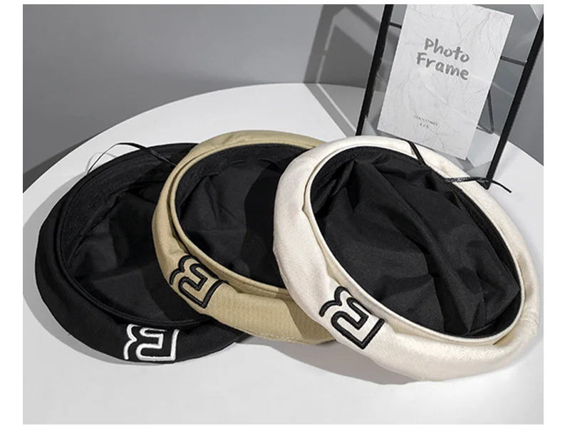 
Hot sale thin painter hat men ins brand British retro Joker octagonal hat letter ladies beret 