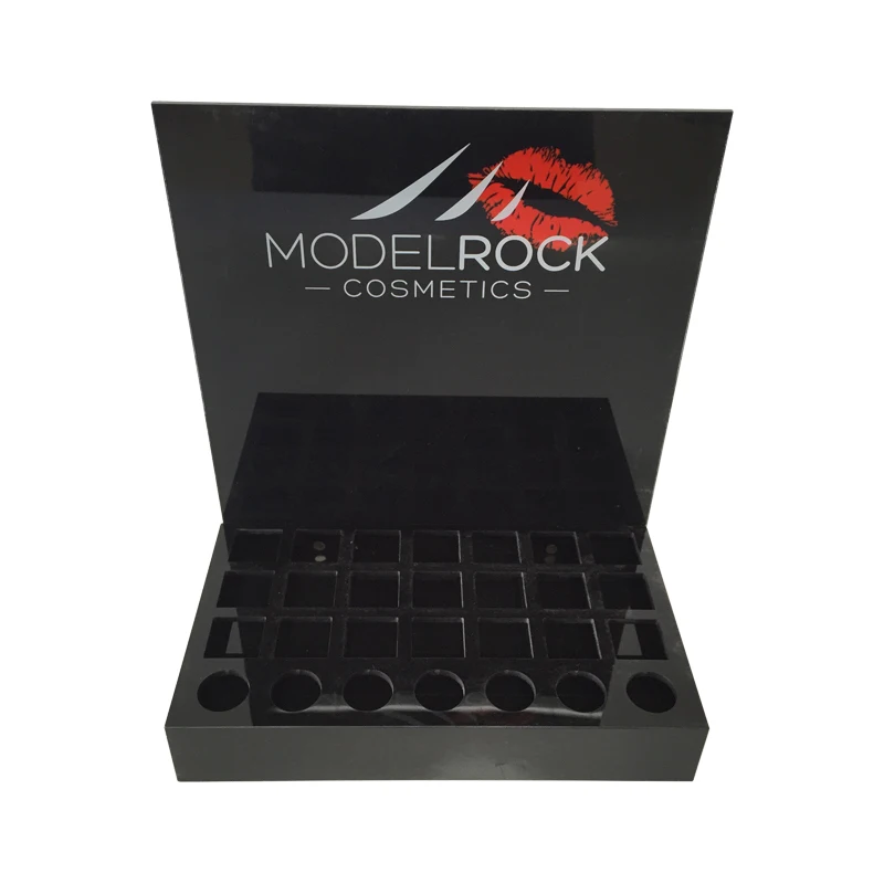Factory Customized L shape acrylic makeup lip gloss lipstick display stand online retail shop makeup display for store