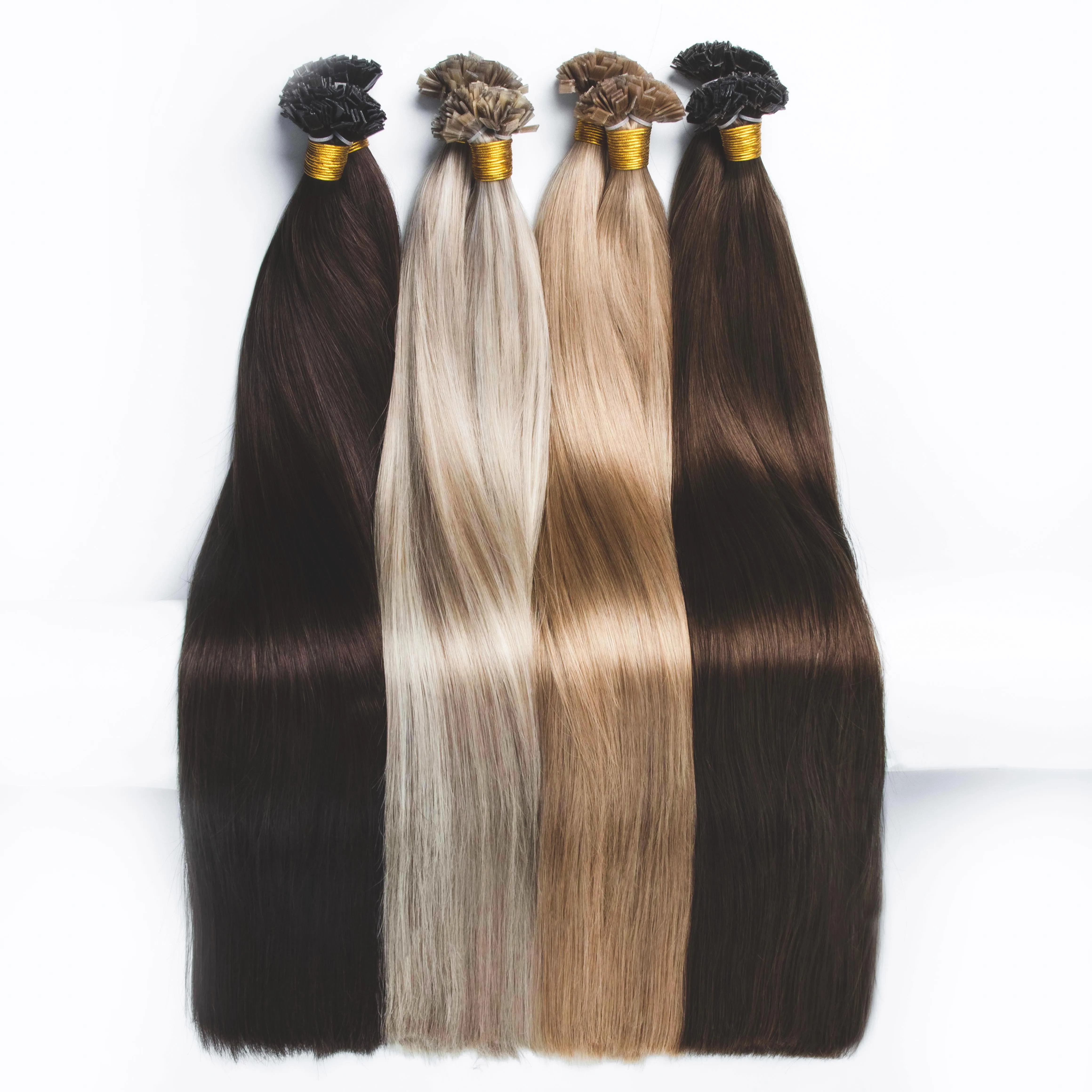 100% Remy Russian European Double Drawn K Tip Human Hair Cuticle Aligned Keratin Flat Tip Hair Extension