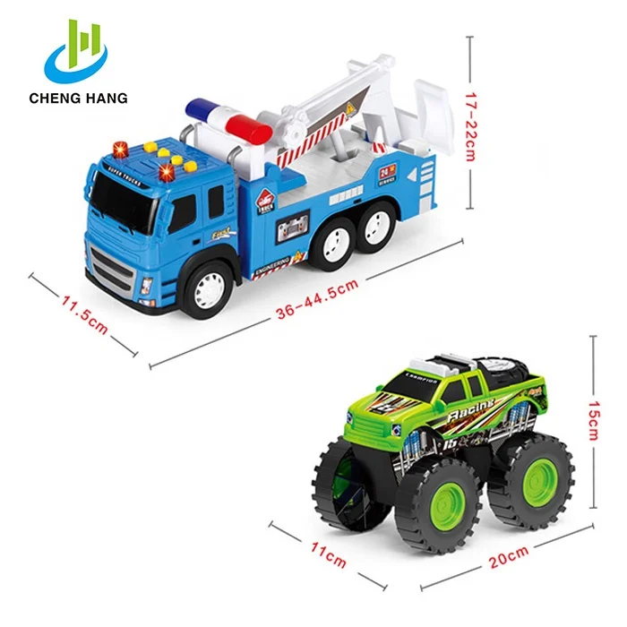 
2019 toy rc car tow truck and trailer model plastic rescue vehicle 