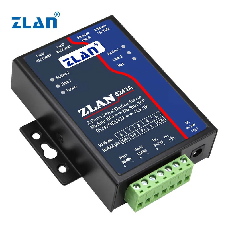 2 wire ethernet converter RS485 to Ethernet RJ45 TCP IP Modbus Gateway