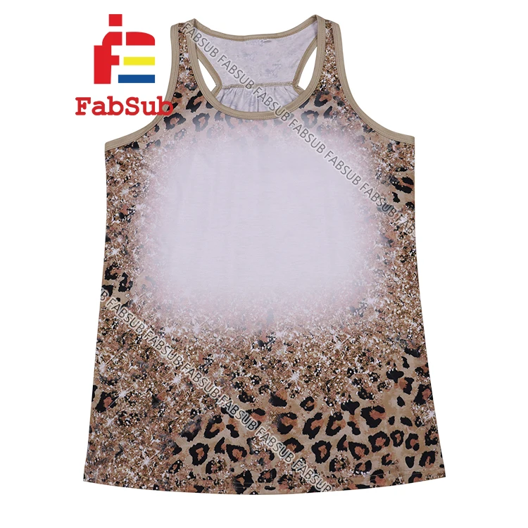 100% Polyester Sleeveless Bleached Tshirts Coton like  Women Men Tank Top Sublimation Shirts