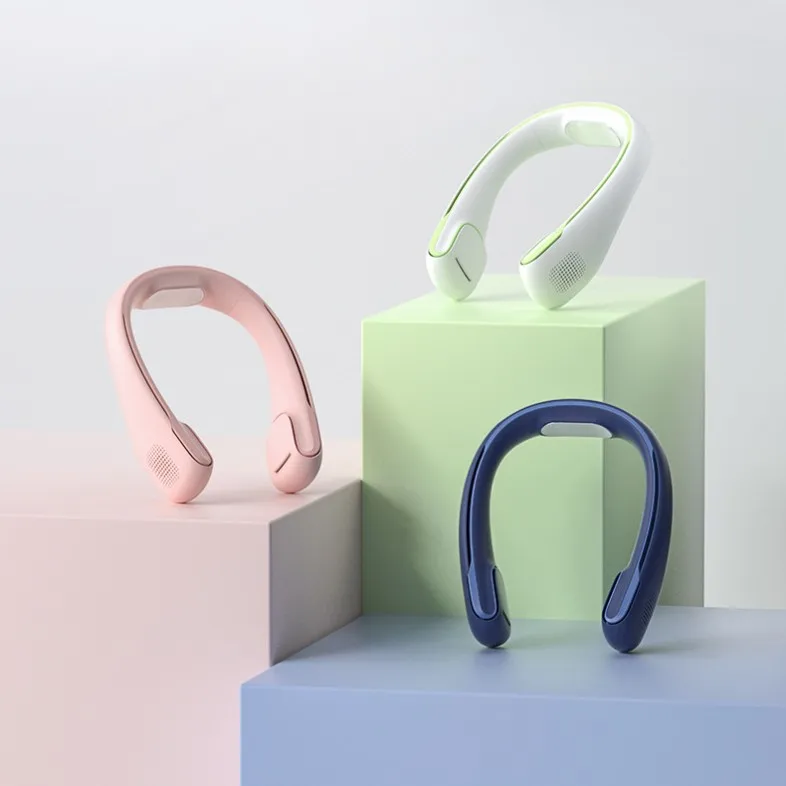 Top Selling  Ice Feel Rapid Refrigeration Rechargeable Battery Portable Bladeless Neck Fan Wearable Mobile Air Conditioner