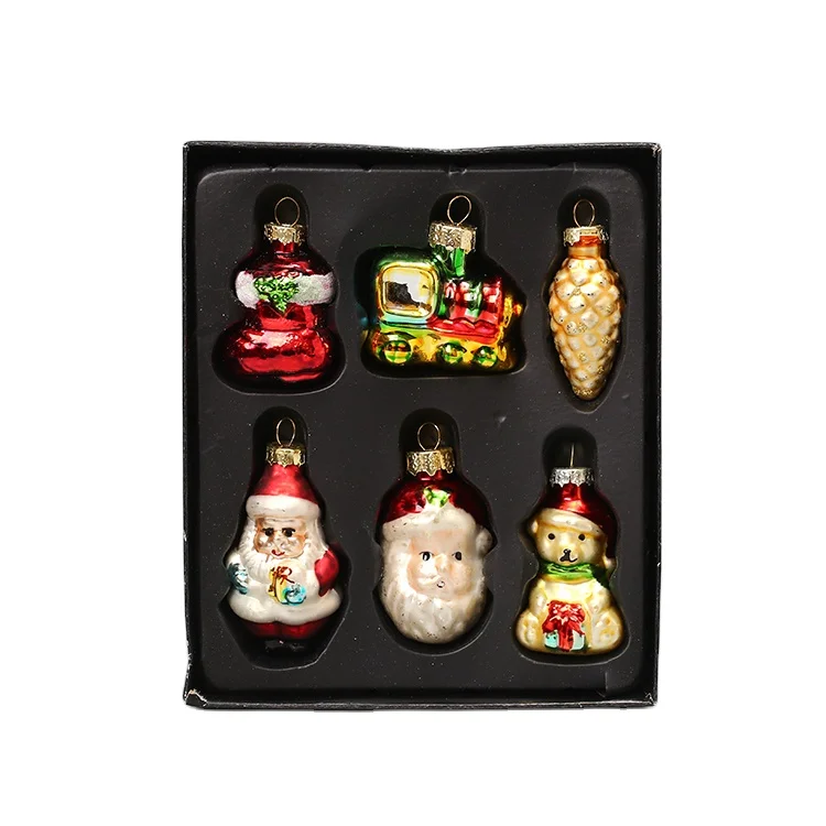 Multi Color New Crafts Christmas Tree Decorations Custom Hanging Handmade Glass Santa