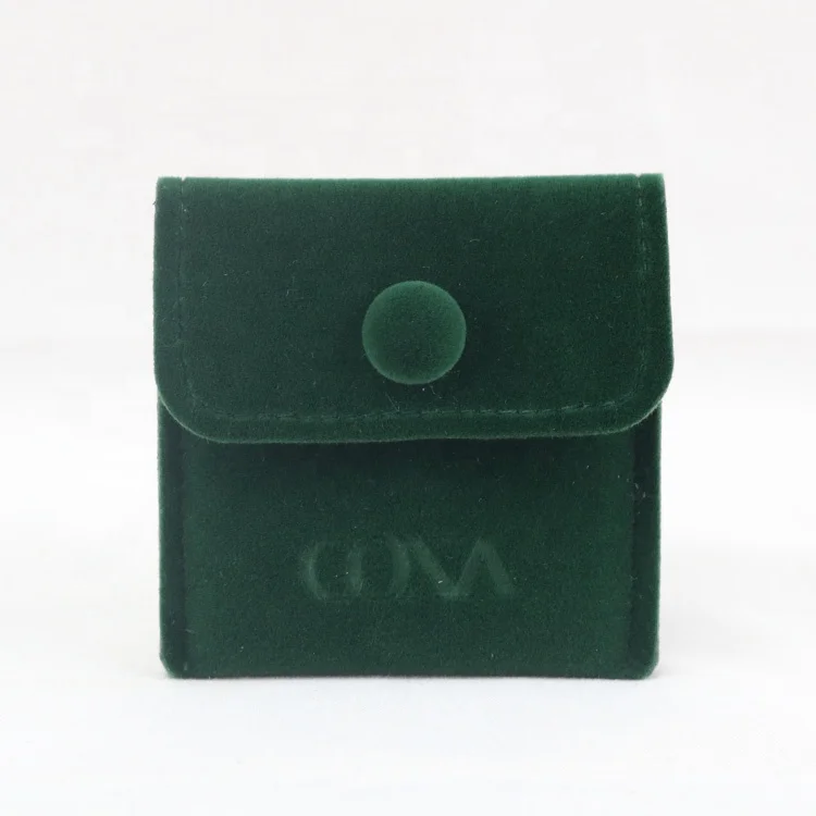 Green velvet jewelry envelope pouch faux suede gift wrapping jewelry packaging bags with logo for jewelry