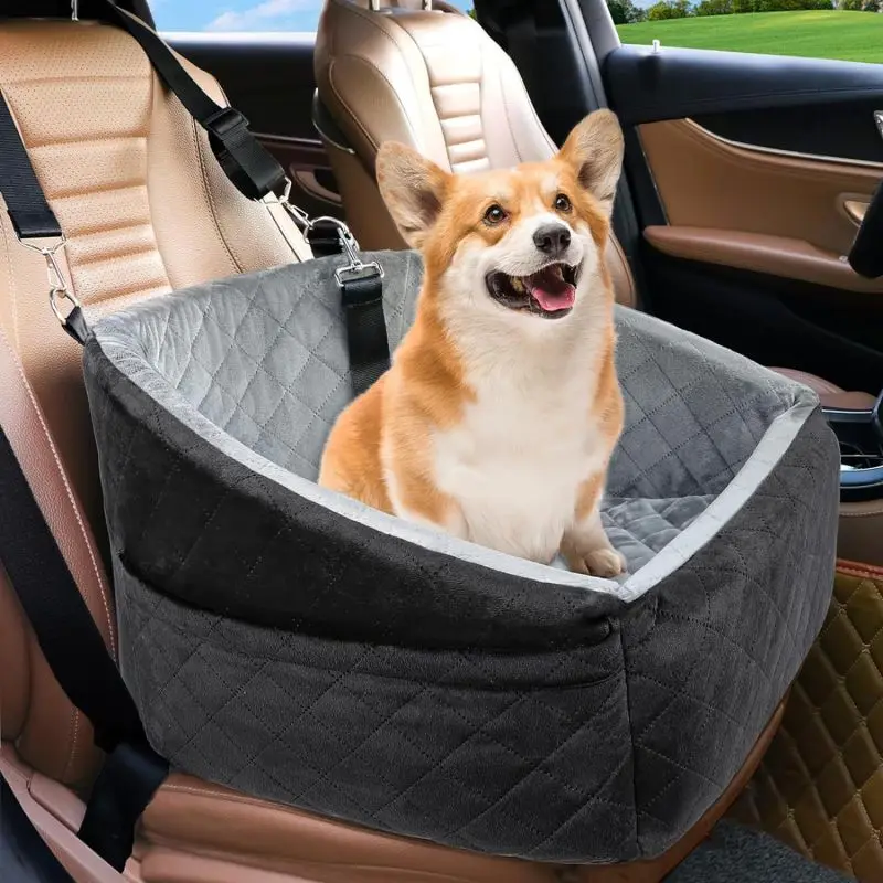 Small/Medium Sized Dog Booster Car Seat Detachable and Washable Pet Safety Seat for Front or Back Seat Pet Backseat Cover