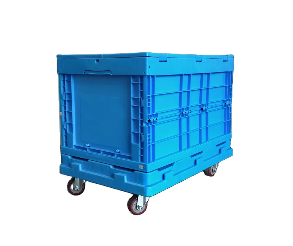 wholesale cheap price 620x415x160 mm moving crate use Plastic moving trolley and dolly with wheels