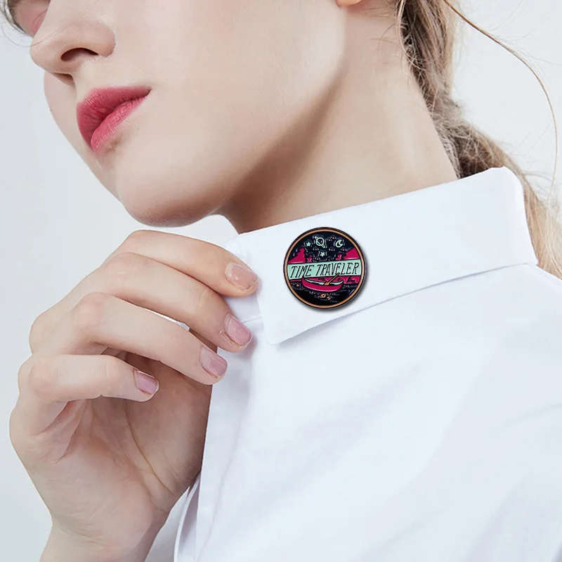 Time Traveler Lapel Pin Sci fi Space Brooch Great Gift for Adventure Friends