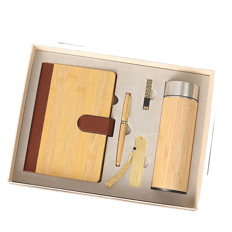 Copllent Business Gift A5 Notebook Chinese Style Wooden Notepad Graduation Gift Bookmark Cup Gift Box Custom Notebook With Logo