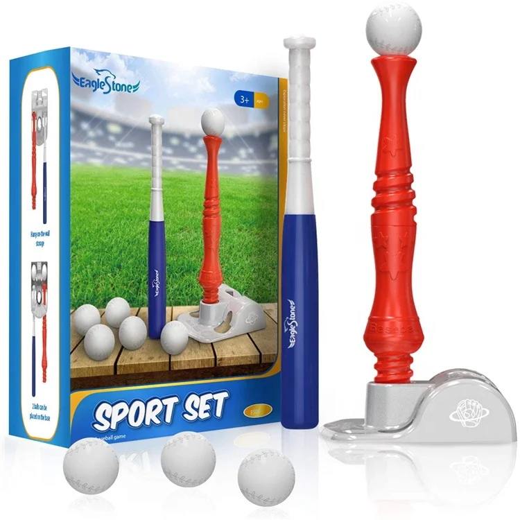 Eagle Stone ES09 Outdoor Interactive Baseball Tee Game 6 Balls Included Adjustable T Height Toy Balls Set for Children