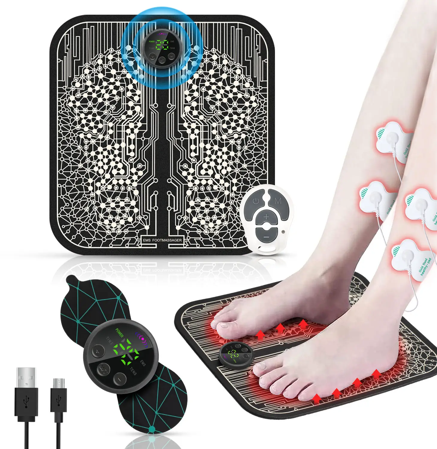 Healthcare Electric Foot Massager Mat EMS Blood Circulation Relaxing Foot Mat for EMS Foot Massager Machine With Remote Control