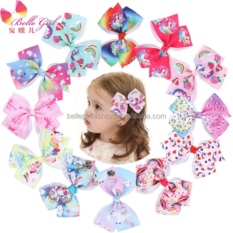 BELLEGIRL 2022 bulk sale Amazon new hot popular unicorn accessories 12 colors floral bow cute duck mouth party hair grips clip