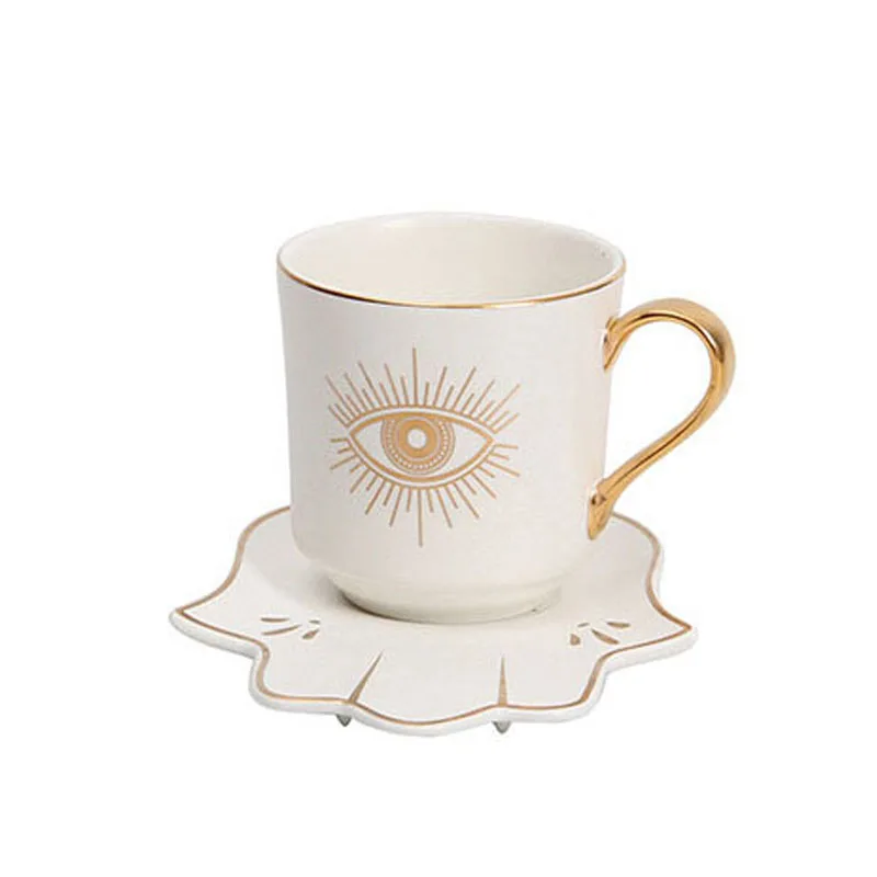 special dish Turkish Ottoman Blue Eyes Pattern Gold line Afternoon ceramic Tea Coffee Cup and Saucer fine porcelain beer mugs
