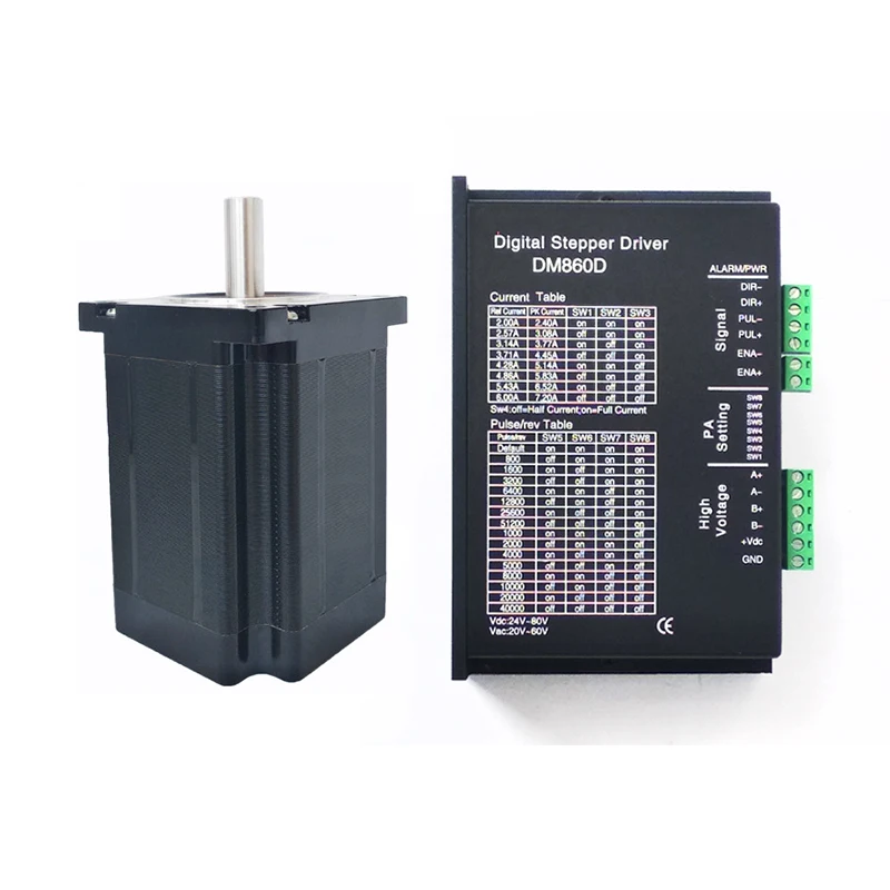 Nema 34 stepper motor 12N.m 1700oz.in cnc kit big nema34 stepper motor with driver Dm860