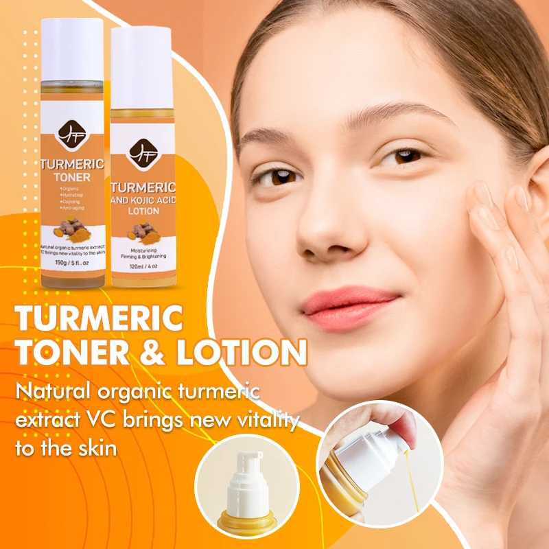 Tumeric skin care set Private label 7n1 Turmeric WITH Vitamin C Whitening Dark Spot Acne Treatment Skin Care Turmeric Set