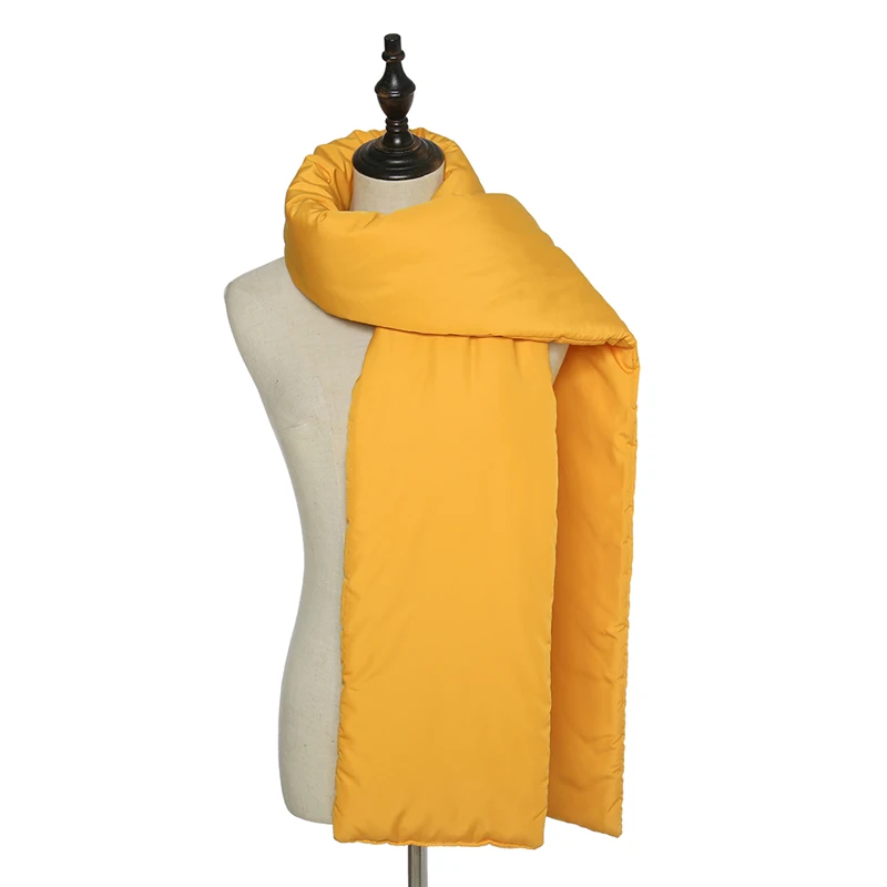 
Wholesale nylon fabric down puffer scarf solid color contractile unisex space cotton scarf 
