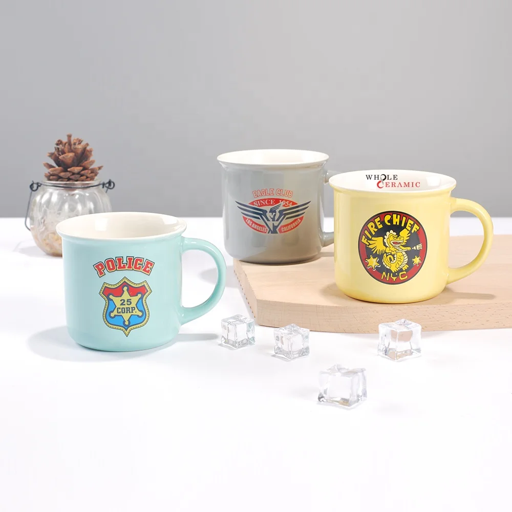 eco-friendly new bone china solid color glaze ceramic enamel mug factory camping coffee mug porcelain tea drinking cup
