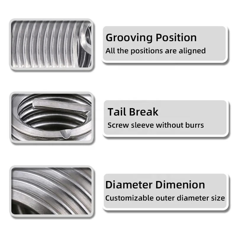 304 Wire Thread Insert Other Fasteners Threaded For Wood Metal Coil Spring Thread Insert