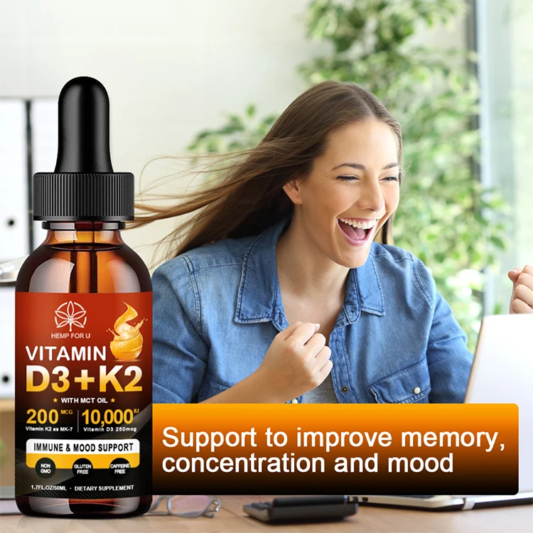 Vitamin D3K2 Drops Promote Bone Development Calcium Supplement Prevent Fractures Protect The Heart Vitamin D3 Health Oil GMP HFU