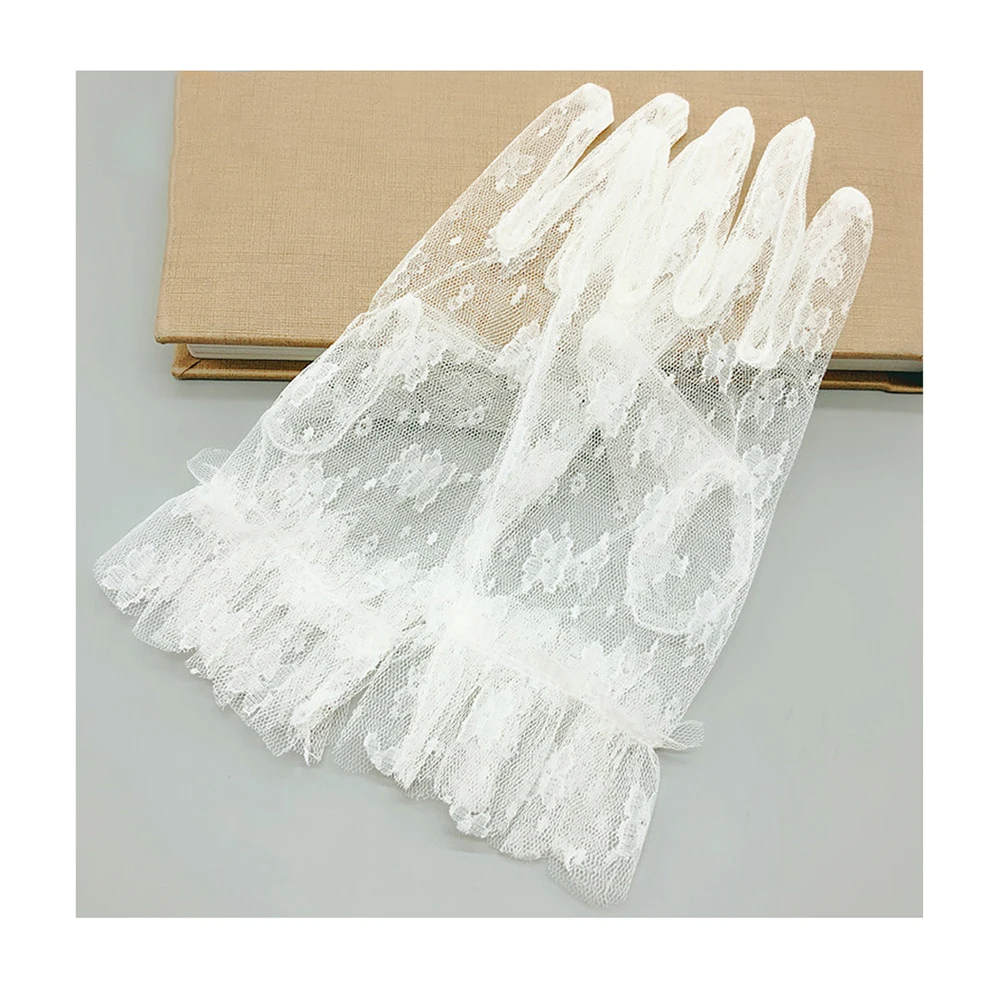 Женские короткие кружевные свадебные перчатки, винтажные кружевные вечерние перчатки для вечеринки, выпускного вечера