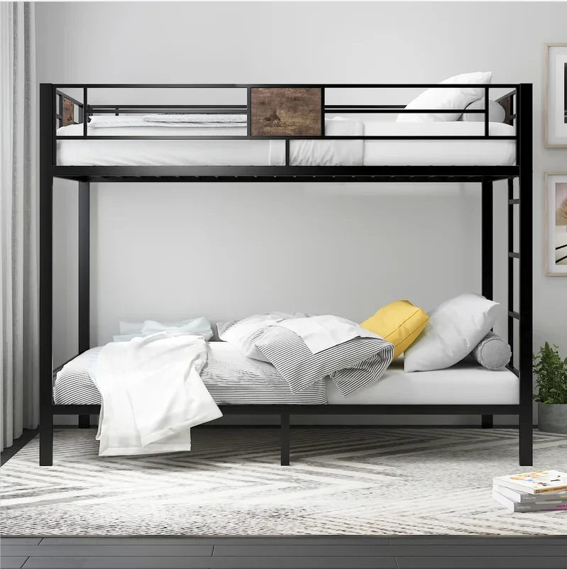 New Arrivals Full Size Adult Loft Bed Room Furniture Metal Bed Frame Double Bunk Bed Set