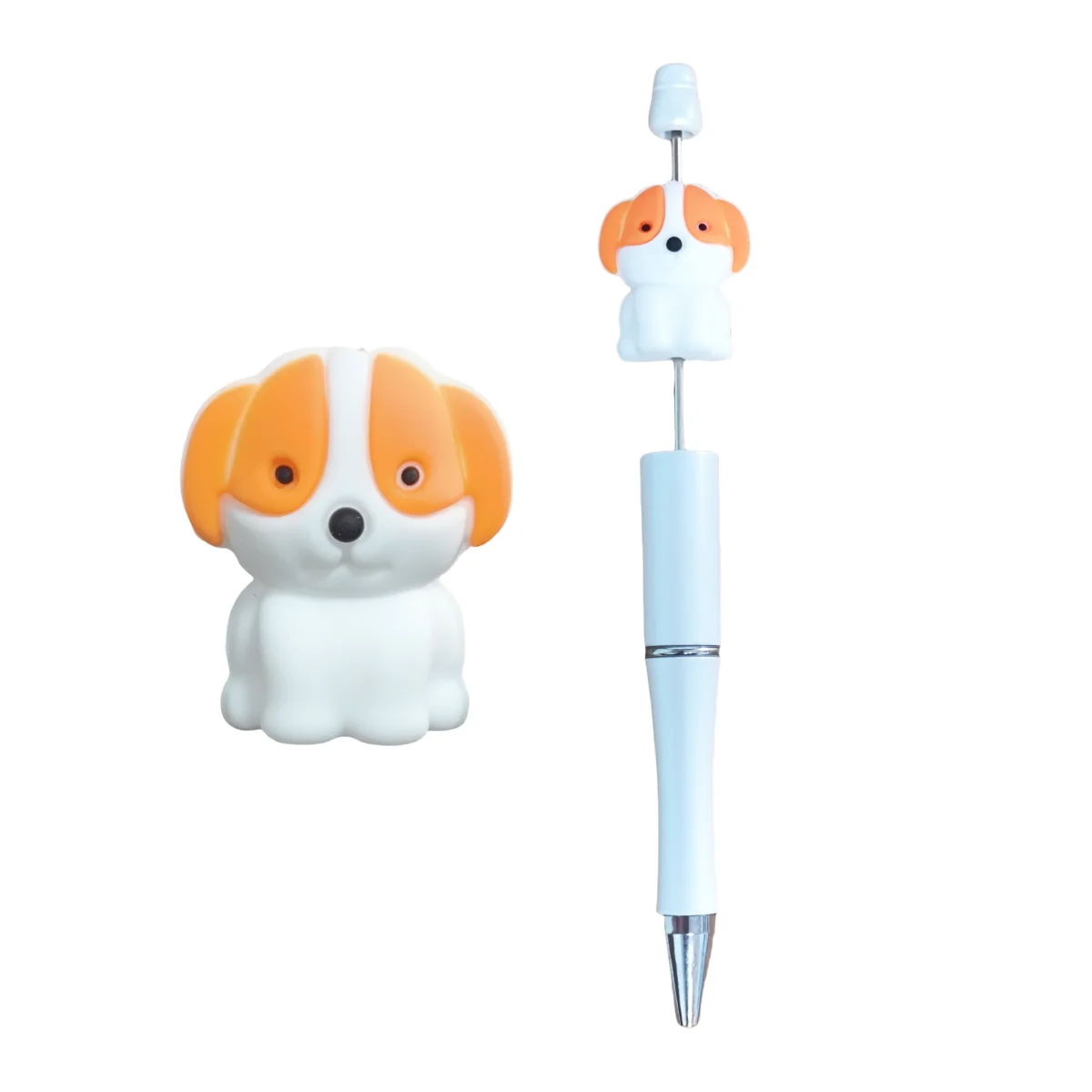 Wholesale 3D Cartoon Orange Eye Dog Silicone Focal Beads Cute Animal Dog Beads for Beaded Pen
