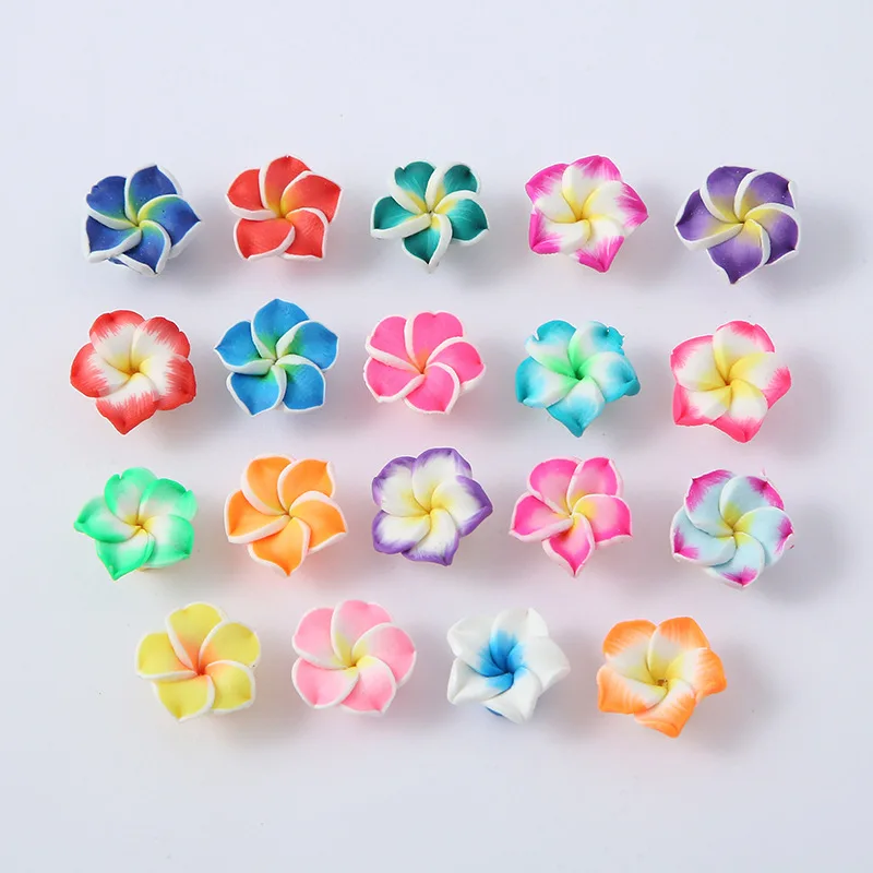 10 Pcs Hot Sale Colorful Polymer Clay Frangipani Beads for DIY Jewelry Making