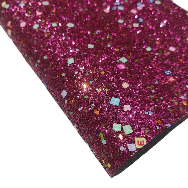 Fancy Colorful The letter Shape Polymer clay Decoration Mixed 3D Chunky Glitter leather fabric