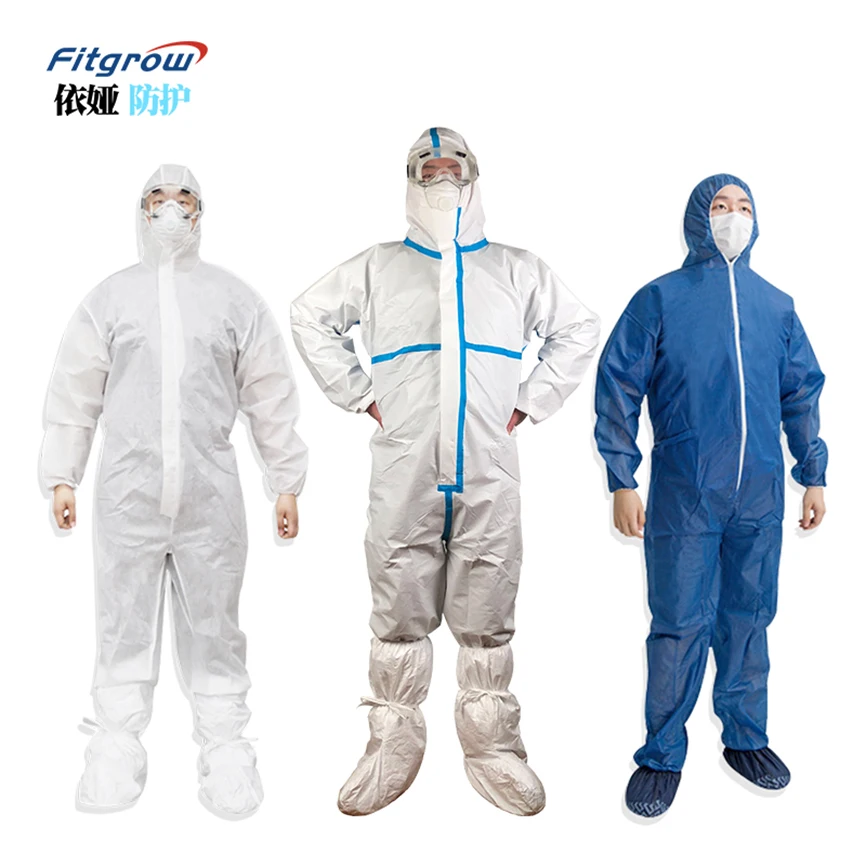 White breathable waterproof sms Uniform Type 5/6 With Hood Person Protection coverall suits paintball