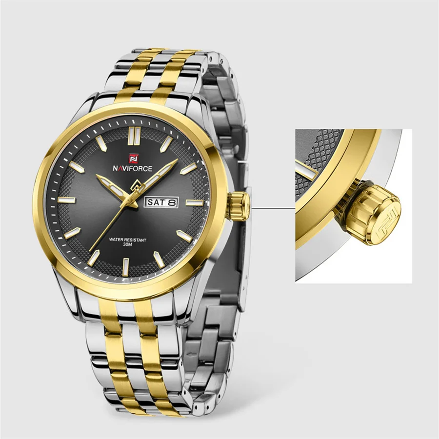 NAVIFORCE 9203 Mens Watches Luxury Quartz Watch Factory Wholesale Stainless Steel Water Resistant Luminous Wrist Watch