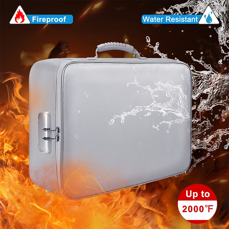 High Capacity Multi Functional Mesh Bag Fireproof WaterproofStorage Document Safe Portable Travel Home Organizer Bag