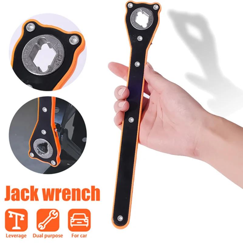 HAIYUAN High quality 2 in 1 Swivel Steel Scissor Lifting Car Labor Saving Jack Ratchet Rachet Wrench Car Jack Lifting Wrench