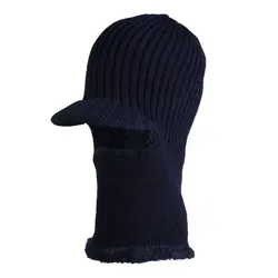 Factory Custom Men Fall Winter Hat And Scarf Set For Women Scarves Cap With Brim Knitted Visor Male Warm Earflap Caps