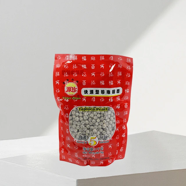 wholesale 1kilo 0.8mm chewy Quick-Cook Black Tapioca Pearls for Bubble Tea Ingredients
