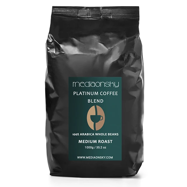 
1000g 100% Pure Coffee Beans Arabica Roasted Whole Bean Coffee - Platinum Mediaonsky Cafe 