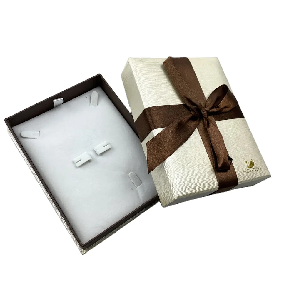 high quality  specialty  paper gift jewelry hat box with ribbon and  foam velvet insert for jewelry display