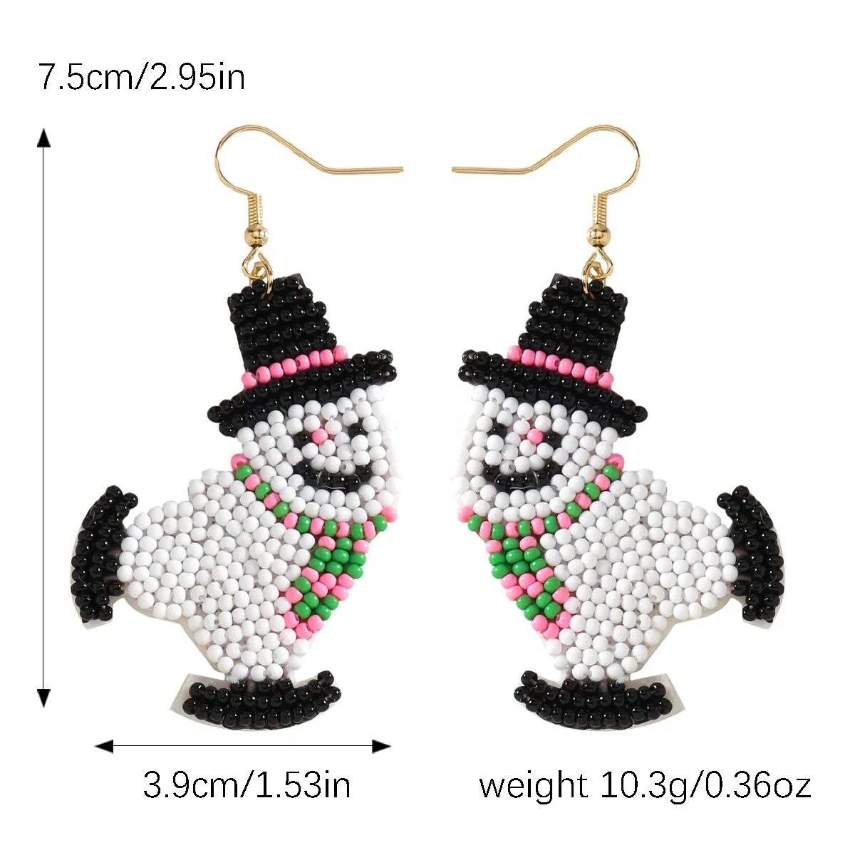 Pink Christmas Tree Funny Snowman Beaded Drop Women Trendy Stainless Steel Festival Party Jewelry Pearl Christmas Series Gift