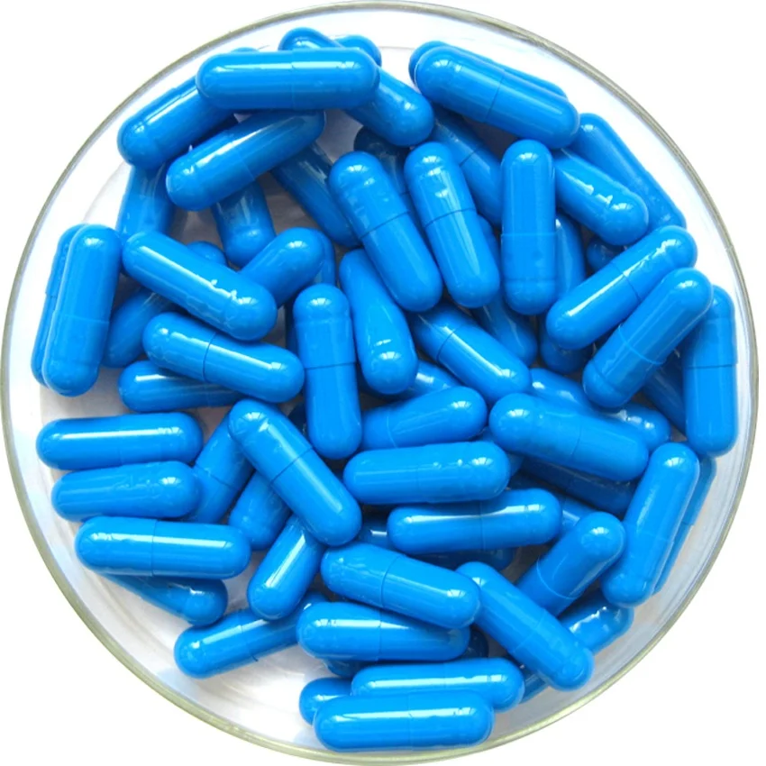 blue pill drug empty capsules for medicine in Stock