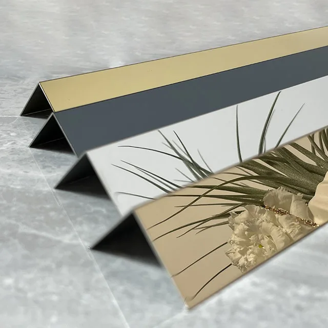 High quality stainless steel l shape tile trim l profile steel decorative strip for furniture house