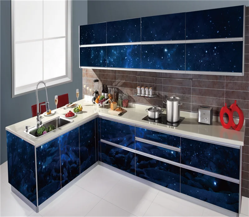 Bomei New Design 3D Fiberglass Kitchen Cabinets With Laminate Kitchen Cupboards