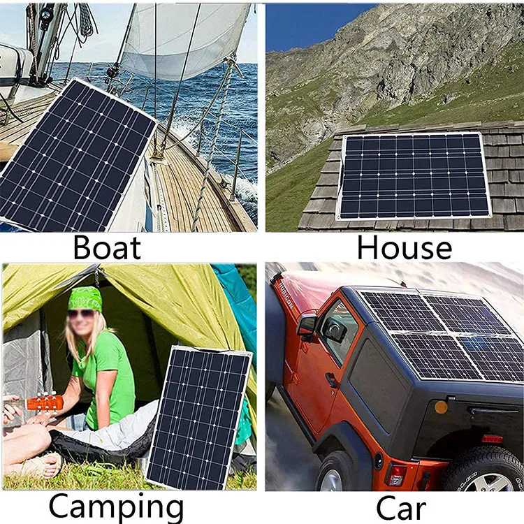 Flexible Solar Panel 100 Watt 12 Volt Monocrystalline Semi-Flexible Bendable Mono Off-Grid Charger for Solar Power System